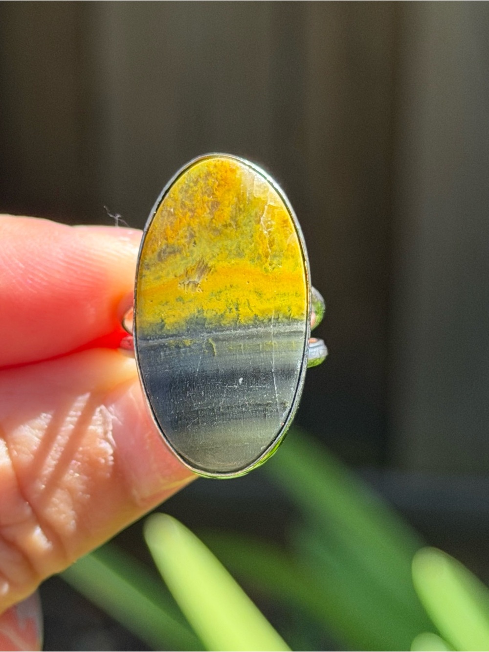 SIZE 6.5 Bumblebee Jasper Ring 925 Silver Plated ZZRG00043